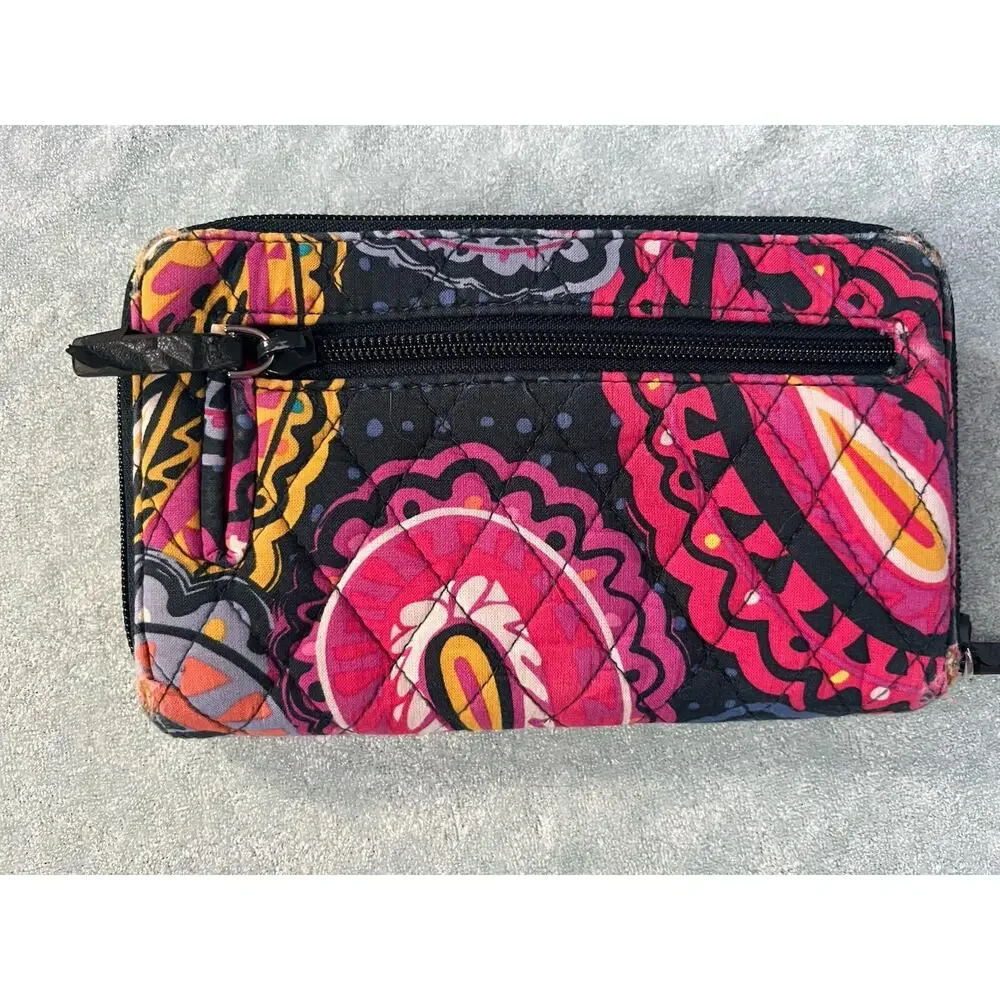 Vera Bradley Turn Lock Wallet Retired "Twilight Paisley” 2018 Blue Pink - Picture 2 of 12